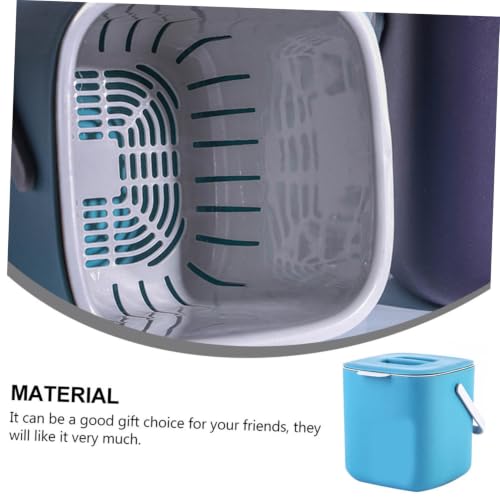 Papelera portátil rectangular con tapa azul miniatura 3