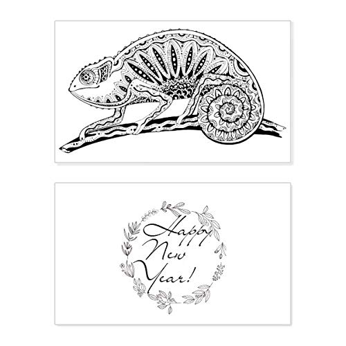 Tarjeta de felicitación de Año Nuevo Long Tail Lizard: dedicatoria festiva de bendición