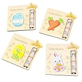 KUKUTrue® Oster-Geldgeschenk aus Holz, 10×10 cm, 4er-Set, Geldgeschenk Ostern, mit Hasen-, Ei- und Küken-Design, Gerollter Geldhalter für Ostern, Oster Geschenkideen