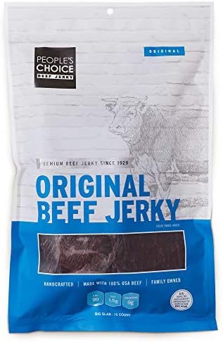 People's Choice Beef Jerky - Classic - Original - Big Slab - Whole Muscle Premium Cuts - Bulk Jerky Package - Thin Sheets - Low Sodium Low Salt High Protein Meat Snack - 15 Count, 1 Bag