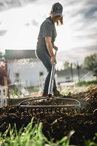 Hooyman Metal Bow Rake with Heavy Duty Steel Construction, Ergonomic No-Slip H-Grip Handle, and Durable Fiberglass Core for Gardening, Spreading Mulch, Land Management, Yard Work, Farming, and Outdoor - Thumbnail 4