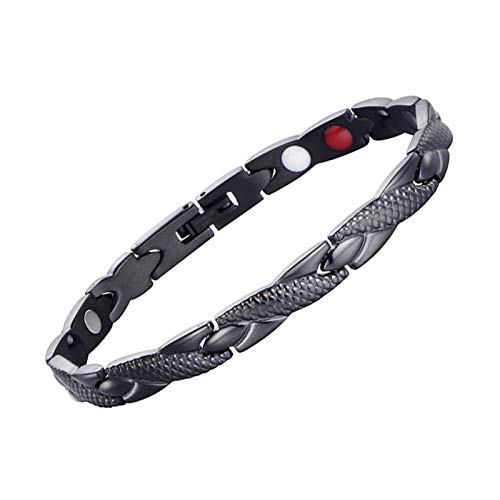 Dragon Grain Design Gold Silver Titanium Steel Magnetic Therapy Health Link Bracelet Men Women (with size adjustment tool)