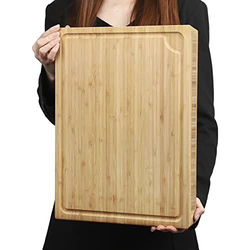 BAMOTTO CRAFTBAMBOO 1.4' Thick Bamboo Cutting Board Butcher Block 17.7x13.2