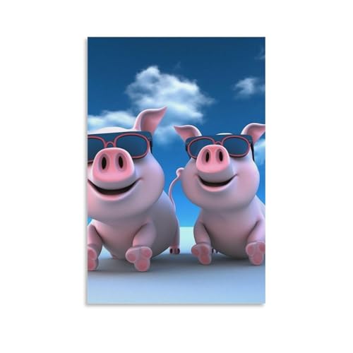 Impression sur toile cochons amusants decoration murale pour habiller vos grands murs nus