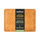 Keechee Atelier Collection Bamboo Cutting Board, Reversible Wood Chopping Boards for Kitchen with Juice Grooves, Handcrafted Large Serving Tray, Luxury Housewarming Wedding Gifts for New Home