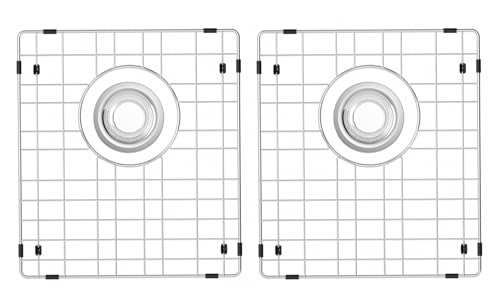 SANNO Sink Protector for Kitchen Sink, Grid Sink Protector Kitchen Sink Rack for Bottom of Sink,Rear Drain for Single Bowl13 L X 15" W, Stainless Steel,2pcs by SANNO - Used condition - US$15.00