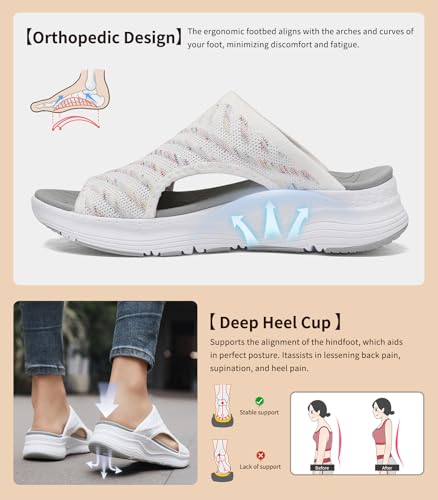 YESWIN Womens Orthopedic Platform Slides Sandals with Arch Support Ladies Comfortable Walking Open Toe Plantar Fasciitis Slip On for Summer - image 2