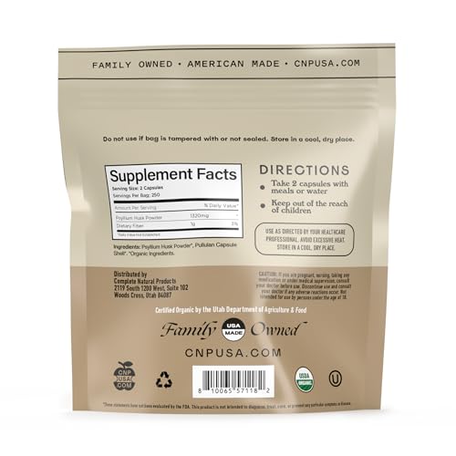 Image of CNP | Organic Psyllium Husk Capsules 660mg - Fiber Caps Colon Aid 500ct