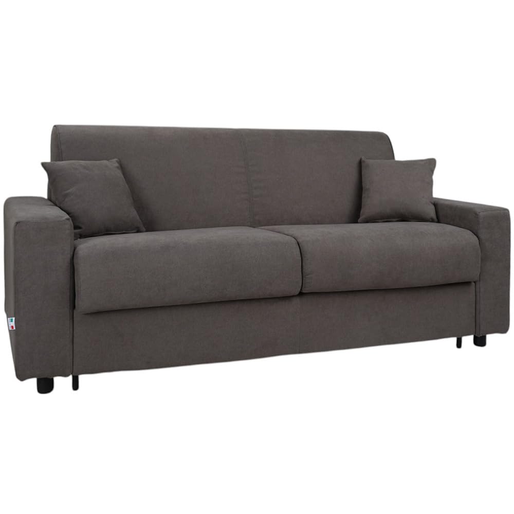 Liberoshopping Divano letto 3 posti sfoderabile in tessuto idrorepellente - apertura a ribalta con rete e materasso aloe – made in italy – modello ROLEN (Grigio)