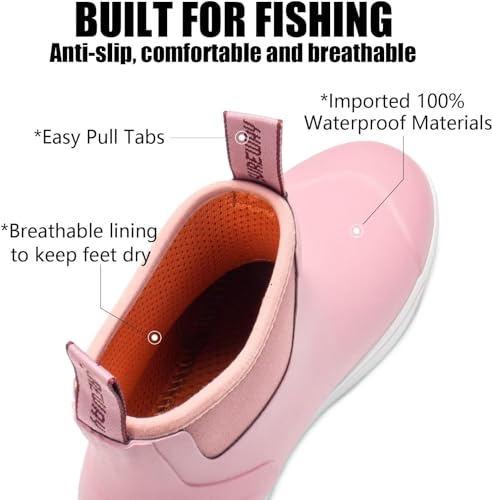 SUREWAY Women's Ankle Fishing Deck Boots for Women,Short Waterproof Neoprene Rubber Rain Boots,Lightweight Garden Work Shoes for Women,Upgraded Slip Resistant,Durable Comfortable3