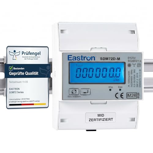 3-Phasen Zweirichtungs-Drehstromzähler [SDM72DM-V2] mit RS485 Modbus S0-Impulsausgang und LCD-Display für präzises Import - Export - Leistungsmonitoring