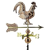 Linneborn 3D Wetterhahn Motiv Hahn aus Kupfer inkl. Universalhalterung. Windrichtungsanzeiger Windspiel Wetterfahne fürs Dach