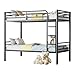 PVWIIK Bunk Bed Twin Over Twin with Guardrail for Dormitory,Living Room,Bedroom,Multifunctional Bed Frame w/Space Saving Design & Ladder,Black