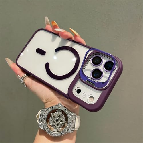 Coque iPhone 15 Pro Max violette pliable avec anneau magnétique puissant