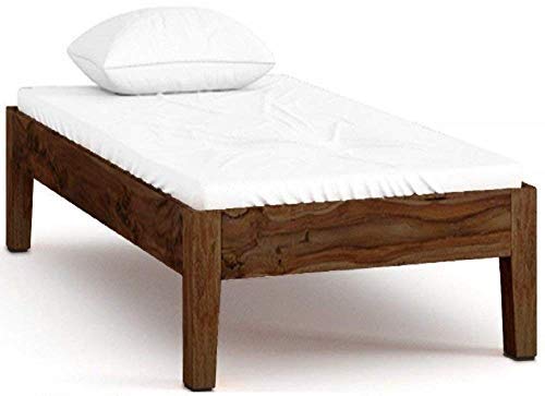 WOODTREND Wooden Solid Sheesham Wood Bed for Bedroom | Termite Free | Teak Wood Bedroom Living Room Home | Without Pillow & Cushions Not Included Single Bed (Natural Finish)