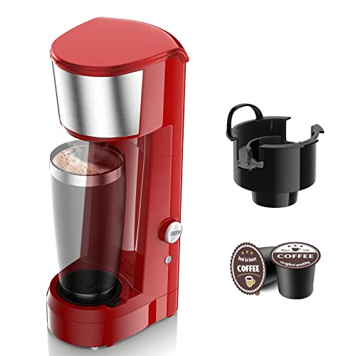 Single Serve Coffee Maker Coffee Brewer Compatible with K-Cup Single Cup Capsule, Single Cup Coffee Makers Brewer with 6 to 14oz Reservoir, Mini Size KCM010A