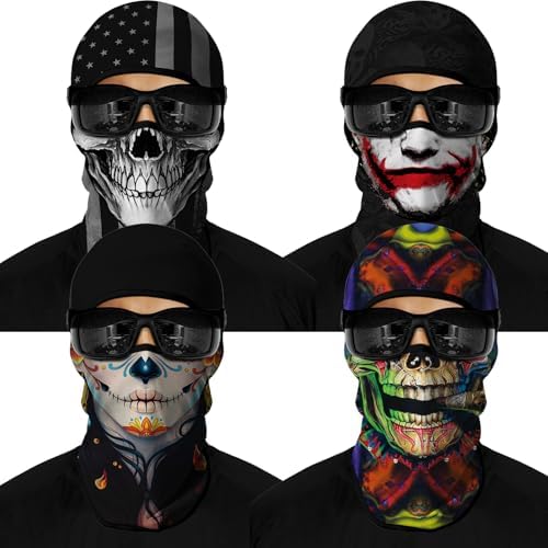 M-YOUNG 4PCS Balaclava Full Face Mask Ski Mask UV Protection Cover Motorcycle Full Face Mask for Men Women image 5