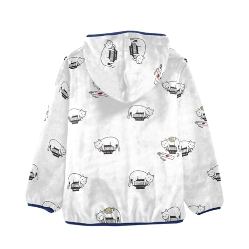 Kitten Japanese Ramen Yakisoba Girls Fleece Jacket Girls Fall Jacket Girls Zip Up Hoodie Girls Sherpa Jacket 2-10T2