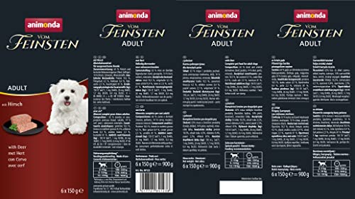 animonda vom Feinsten Hundefutter nass mit Hirsch (6 x 150g), getreidefreies Hundefutter ohne Zucker, mit frischen, fleischigen Zutaten