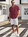 COOFANDY Men's Casual Dress Shirt Short Sleeve Slim Fit Printed Button Down Summer Vacation Beach Shirt Wine Red