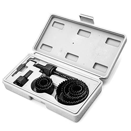 Chesoon Ensemble 11 scies-Cloches avec 8 Lames de scie 1/4''-2-1/2'' (19-64mm), 2 mandrins, 1 clé hexagonale avec boîte de Rangement Idéal pour Les cloisons sèches en PVC et Bois Cover
