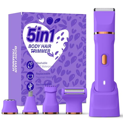 HOHOLE 5-in-1 Bikini Trimmer for Women, Ceramic Blade (Light Purple)
