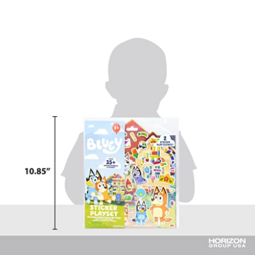 Image of Horizon Group USA Bluey Sticker Playset, 2 Sticker Play Scenes, 35+ Reusable Puffy Bluey Repositionable Stickers for Kids, Perfect for Travel, Screen-Free Fun (Pack of 2)