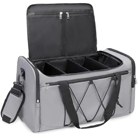 Scothen Sneaker Bag for Travel, Outdoor Sports Gym Bag Shoe Bag for 4 Pairs of Sneakers up to Size 14, Travel Duffel Bag with 3 Adjustable Dividers & Shoulder Strap, Sneakerhead Gift Cover