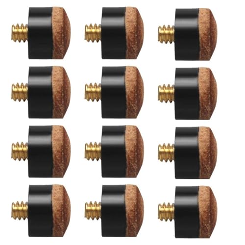 EIHI 12 Pezzi 12 mm Puntali per Stecca da Biliardo, Punte di Ricambio avvitabili in Ottone con puntali per Stecca da Biliardo per Biliardo Biliardo, Puntali Marrone Duro