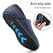 ANLUKE Slipper for Women Men Slipper Socks Fuzzy House Shoes Rubber Sole Slip On Soft-Lightweight Non Slip Indoor/Outdoor Blue Grey