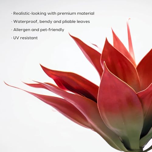 Image of Velener Fall Fake Agave Artificial Plant, Red Fake Succulents Plant for Room Decor, Unpotted Faux Agave Stems Plant for Outdoor /Indoor Decor, 22 inches, Set of 2