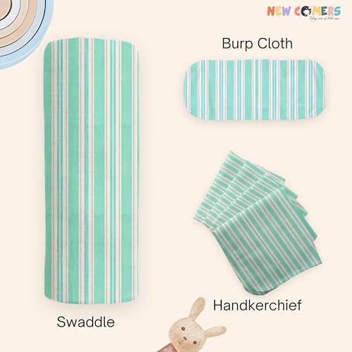 Image of NEW COMERS Baby Muslin Cloth Set | 6 Pcs Double Layered Pure Cotton Swaddle Wrap | Soft & Absorbent Baby Burp Cloth & Reusable Washcloth Towels, White (SBW 07)