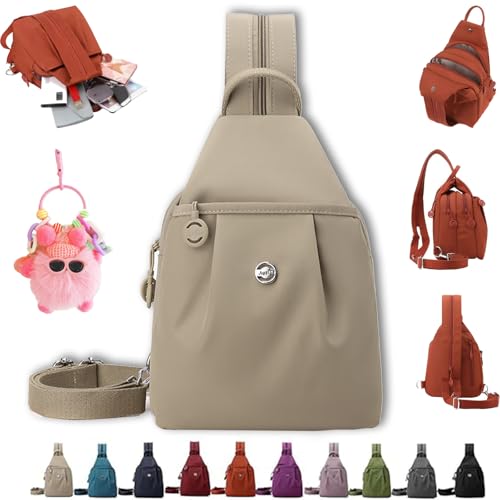 Pickelect Waterproof 2-Way Commuter Bag, Preferablen Oxford Large Capacity Convertible Anti-Theft Sling Bag (Khaki)