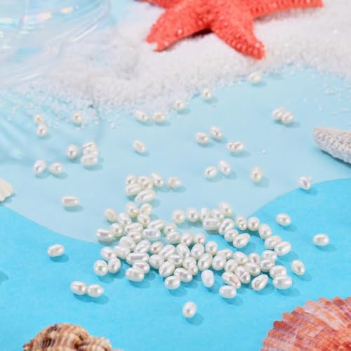 Image of Beadthoven 100pcs Natural Freshwater Cultured Pearls 4-6mm Rice Oval Loose Beads Real Pearls for Summer DIY Bracelet Necklace Earrings Jewelry Making