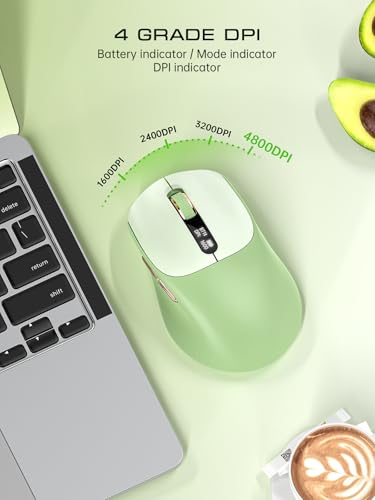 Image of XISOGUU Wireless Bluetooth Mouse, Bluetooth 5.0 /4.0 & 2.4G Tri-Mode, Type-C Rechargeable with LED Screen Display, Ergonomic Silent Click for Laptop /PC /Tablet, Multi-Device & Office Use
