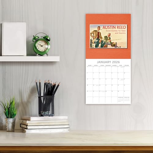 Calendario de pared cuadrado 2026 – Publicidad clásica vista mensual de 12 x 12 pulgadas, 16 meses, tema artístico, incluye 180 calcomanías recordatorias