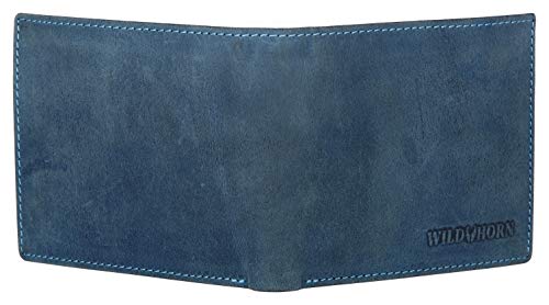 Image of WildHorn Customizable Leather Wallet for Gifting | Engrave with Your Name,Company Name or Initials (Blue Hunter 1)