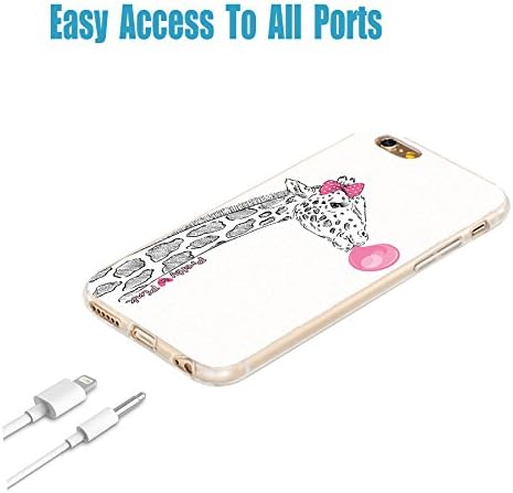 ChiChiC iPhone 6s Case Cute,iPhone 6 Case Cool,Full Protective Slim Flexible Soft TPU Rubber Clear Cases with Design for iPhone 6s 6 4.7 Inch,Cartoon Animal Giraffe Girl with Pink Bubble Gum Bowknot