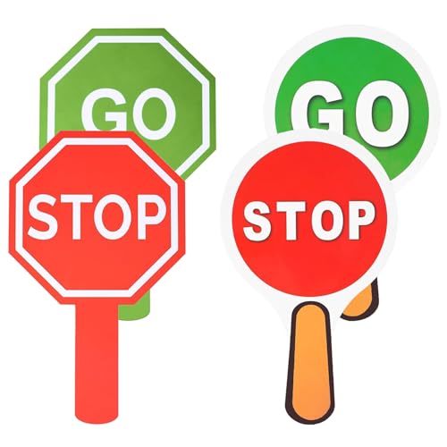 Insegnare ai Bambini le Conoscenze Sulla Sicurezza Stradale: Questi segnali insegnano ai bambini le nozioni di base sulla sicurezza stradale in modo coinvolgente. Il design chiaro e colorato facilita la comprensione del concetto di stop e via e promuove lo sviluppo di abitudini di attraversamento sicuro e consapevolezza del traffico, il che li rende molto adatti per l'uso in classe e all'aperto