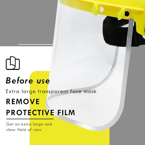 CCLIFE Gesichtsschutz mit Aluminiumverstärkten, Schutzvisier mit Verstellbarem Kopfband, Gesichtsschutzschild Einstellbar für Metallschneiden und Spritz- und Stirnschutz Visier EN 166
