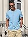 TARAINYA Henley Shirt Herren Baumwolle T-Shirt Kurzarm Sommer Männer mit Knopfleiste Hellblau 3XL