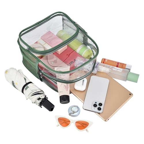 Image of Busiuw Forest Green Clear Backpack 12x12x6 with Front Pocket for Concert Sport Fashion Women Backpack Events Work Travel
