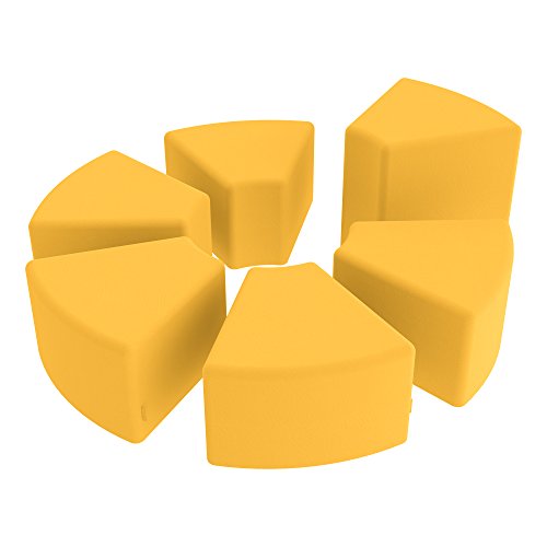 Image of Sprogs 18 inch H Structured Wedge Stool -Flexible Modular Collaborative Soft Seating for Office, Home, Lounge and School Classrooms with Durable FrameYellow