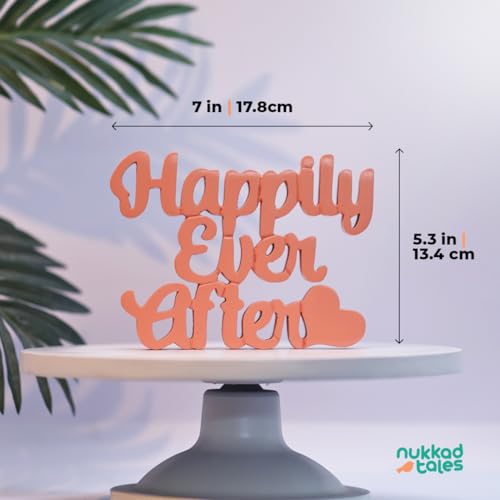 Image of NUKKAD TALES Happily Ever After Pink Showpiece Home Decor Items for Bedroom Living Room Decoration Items for Center Table Book Shelf Gift Items for Couples Gift for Girls (7 x 5.30 inch)