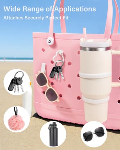 Image of LETGO Cup Holder for Stanley 30 oz 40 oz Compatible with Bogg Bag, Drink Holder for Simple Modern Rubber Beach Tote, Water Bottle Holder Attachment for XL Medium Small Bog Bag (White)