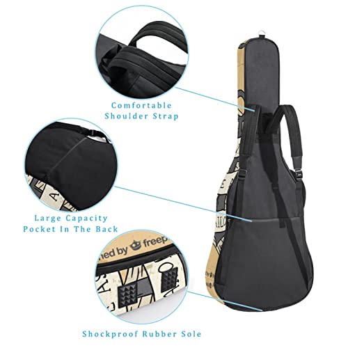 Anchor and Slogan Housse rembourrée imperméable Oxford pour guitare avec bandoulière réglable - Les Beatles, Paul McCartney, John Lennon, RIngo Starr, George Harrison Anchor and Slogan Housse rembourrée imperméable Oxford pour guitare avec bandoulière réglable – Image 4