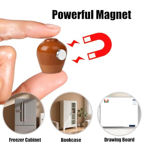 8 imanes mini jarrón cerámico para refrigerador 3D miniatura 4