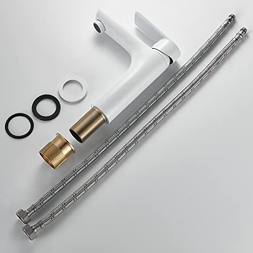 Robinet de lavabo blanc en laiton contre le calcaire mitigeur monotrou durable