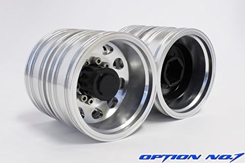 1/14トレーラー用 アルミリヤダブルホイール (2個入) (ブラック) HH-WL001-BK