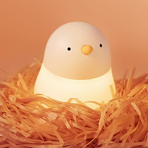 UNEEDE Niedliches Kinder Nachtlicht, Silikon Nachtlicht Dimmbar mit Timer, LED Tier Baby Küken Nachtlicht wiederaufladbare Nachttischlampe für Zimmerdekoration Cover